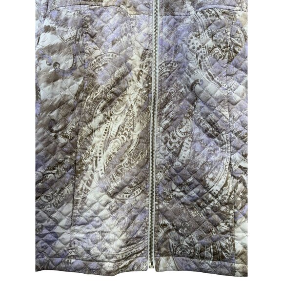 Chicos Womens Quilted Paisley Jacket Size 3 XL Purple Gray Shell Full Zip - Picture 6 of 13